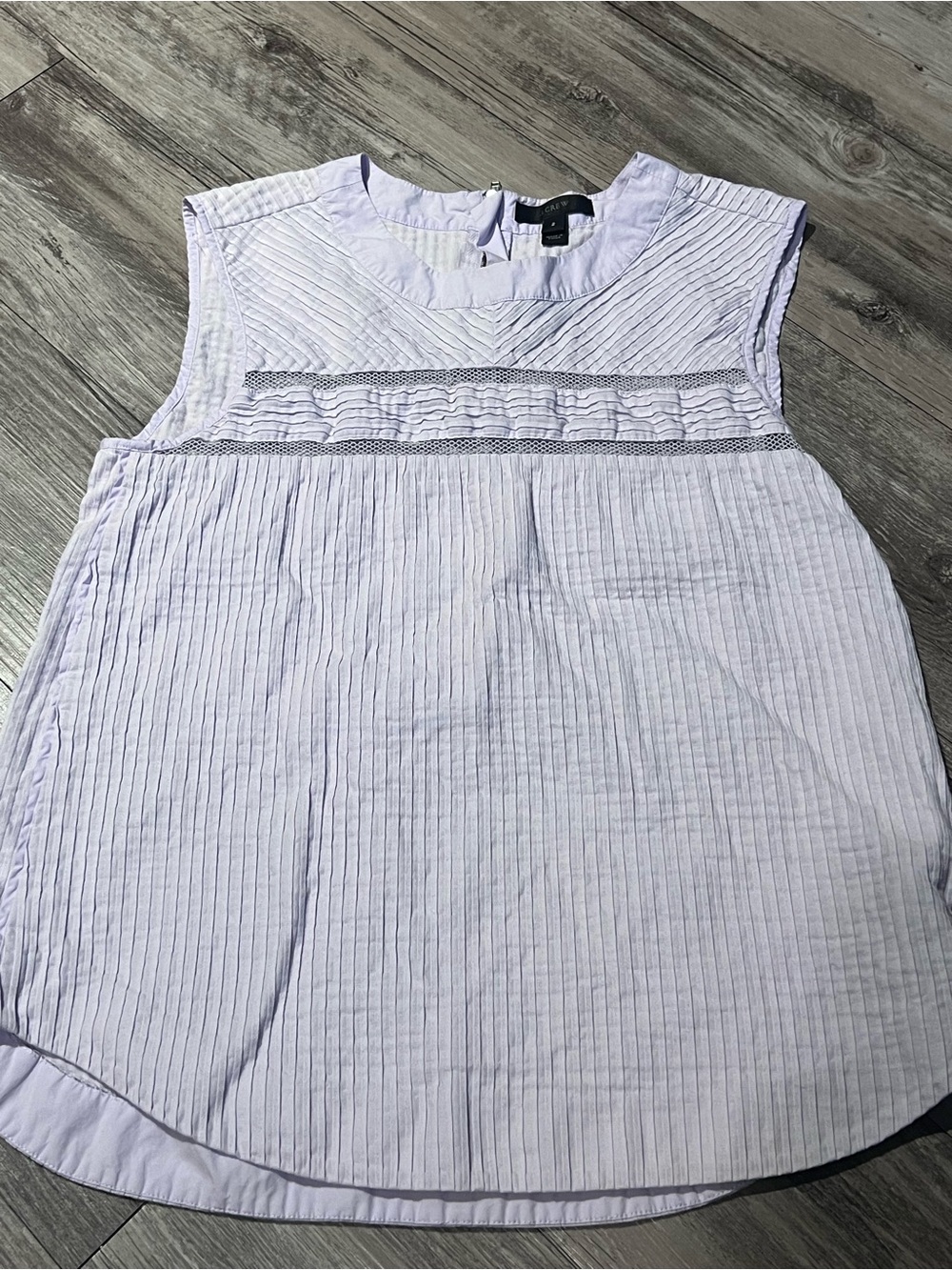 J.Crew lavender sleeveless blouse with ruffle detail. Size: 2